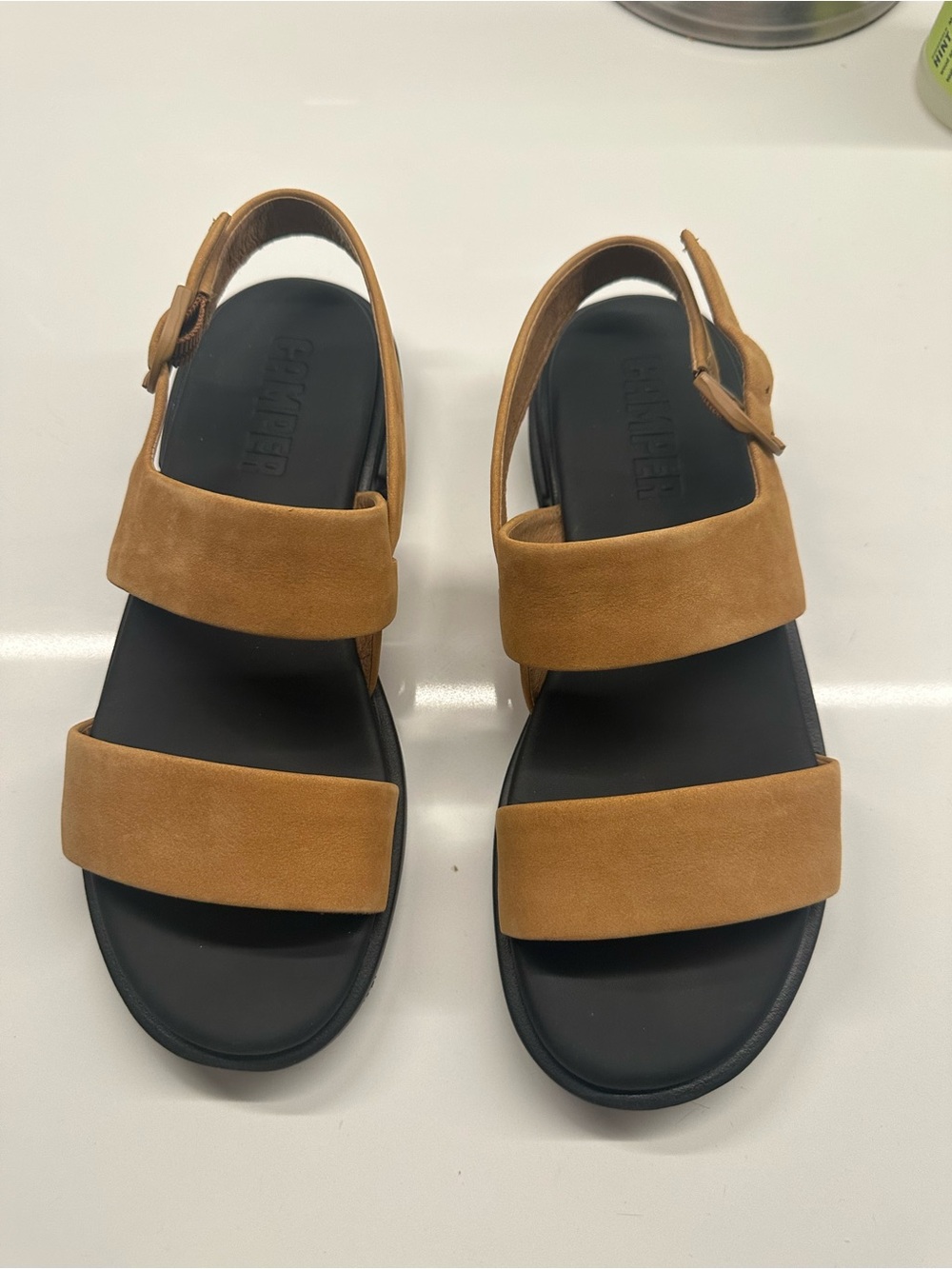 Camper Suede Double-Strap Slingback Sandals - Tan